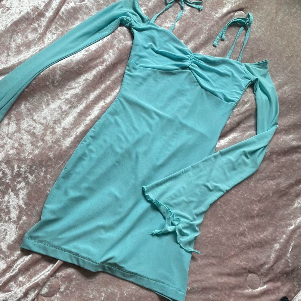 Edikted Teal Zip-Up Top